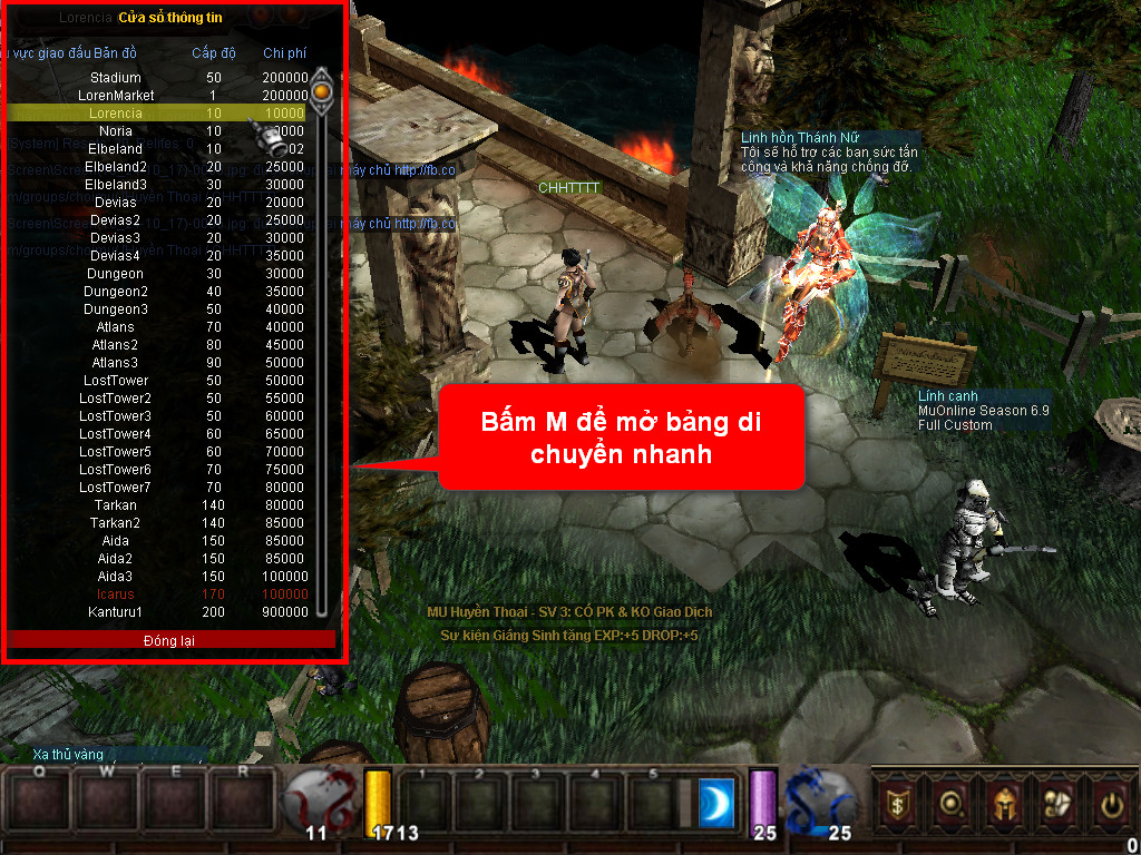 Chức năng chính của Game MU Thiên Sơn